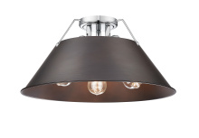 Golden 3306-3FM CH-RBZ - Yep by Golden Lighting Orwell 3-light Flush Mount in Chrome and Rubbed Bronze shade
